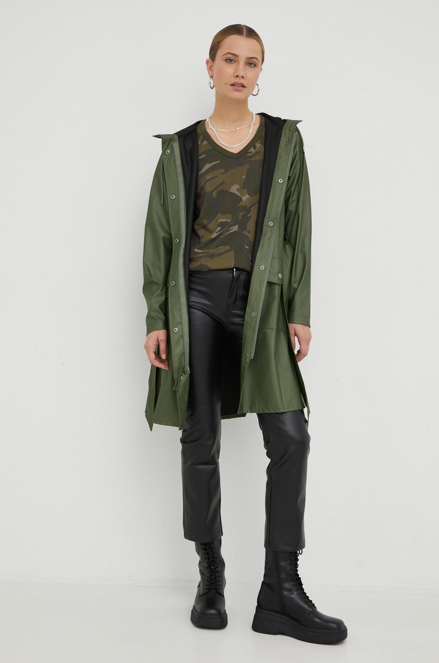 

Дождевик Rains 18130 Curve Jacket женская цвет зелёный переходная