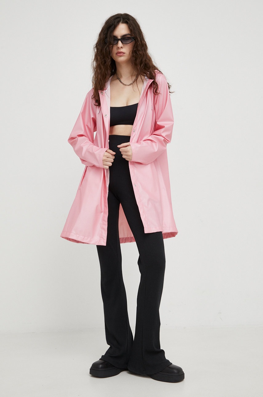 

Протидощова куртка Rains 18340 A-line Jacket жіноча колір рожевий перехідна
