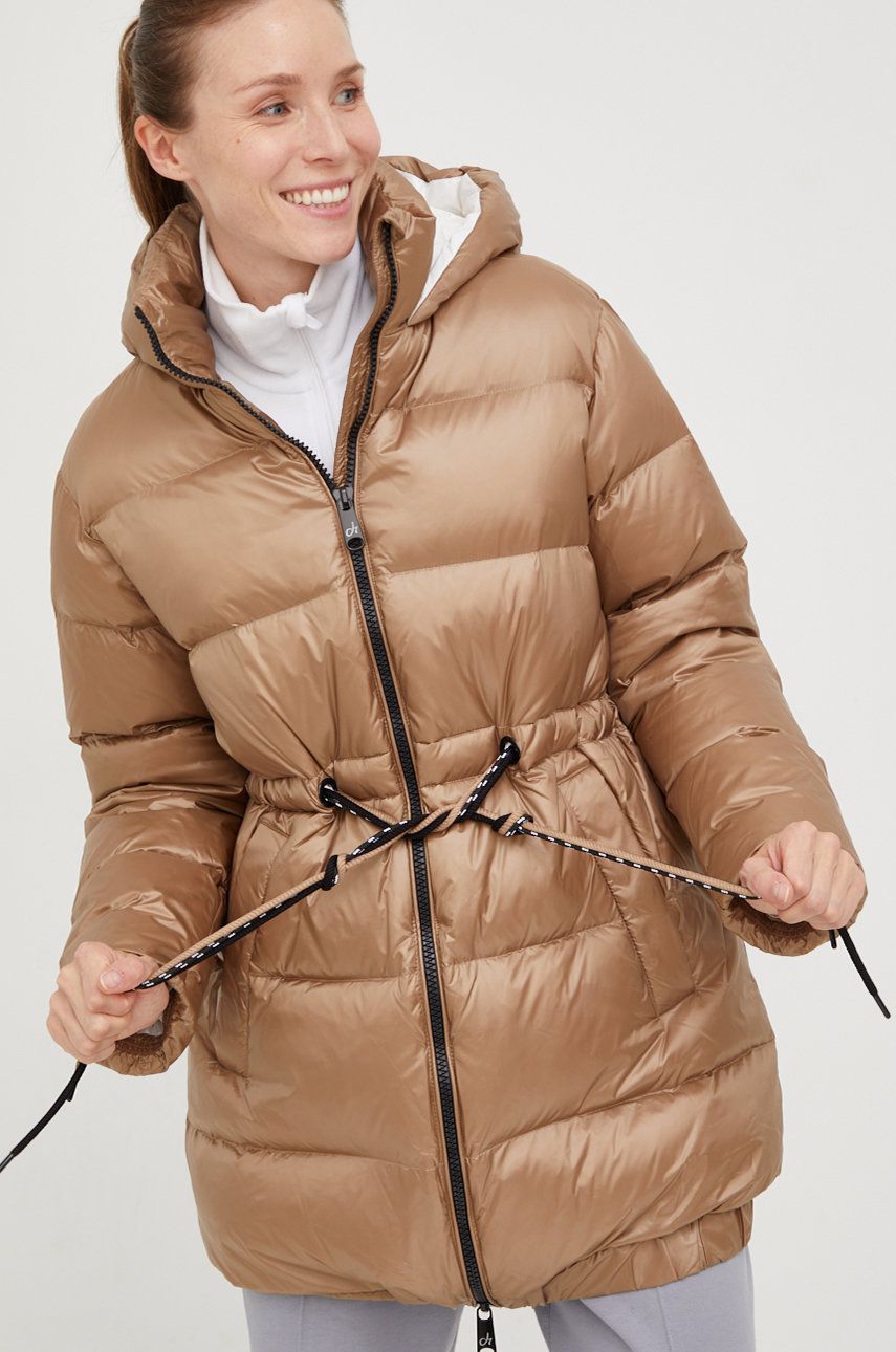 Péřová bunda Deha dámská, béžová barva, zimní - béžová -  Hlavní materiál: 100% Polyamid P