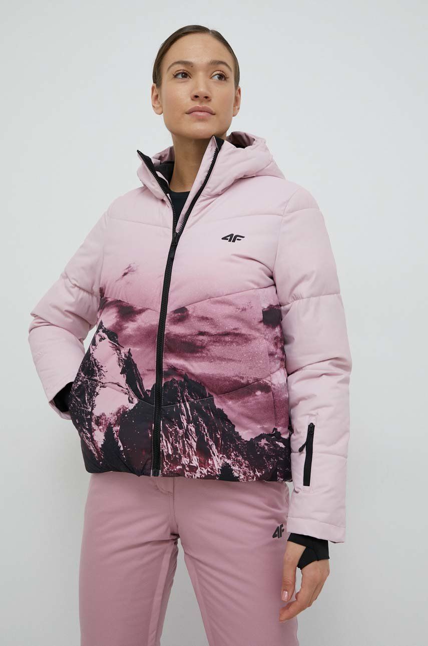 4F kurtka narciarska kolor różowy