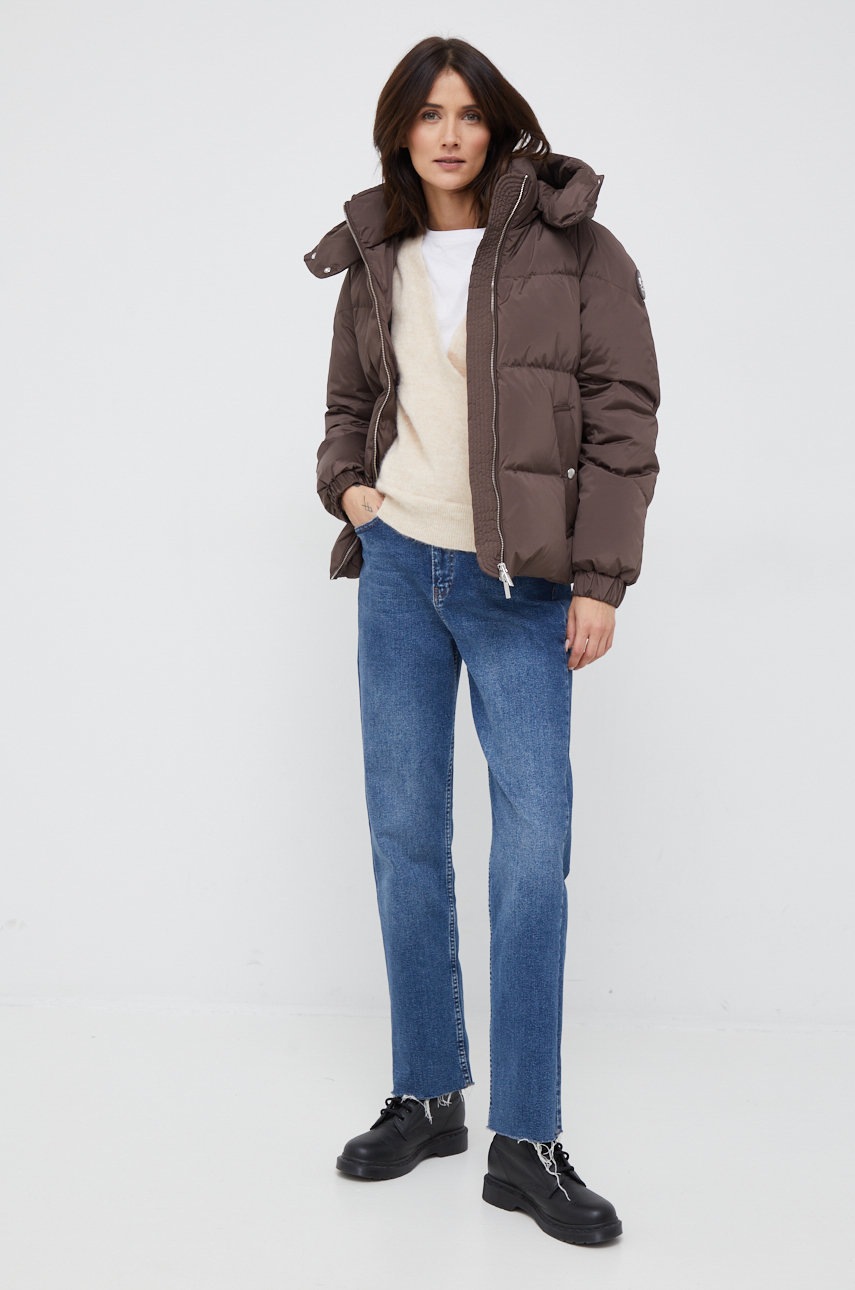 

Пухова куртка Woolrich Alsea жіноча колір коричневий зимова