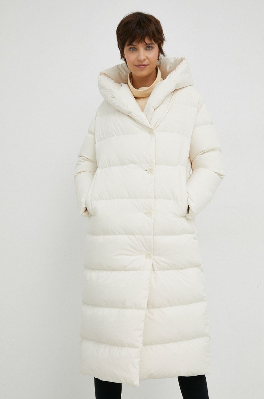 Péřová bunda Hetrego dámská, béžová barva, zimní - béžová -  Hlavní materiál: 100 % Polyester