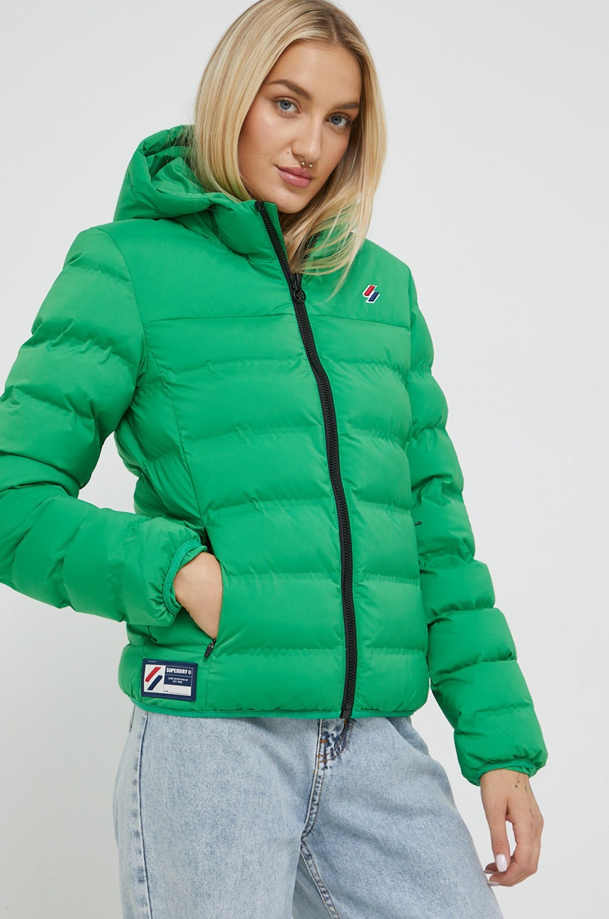 

Яке Superdry в зелено със зимна изолация, Зелен