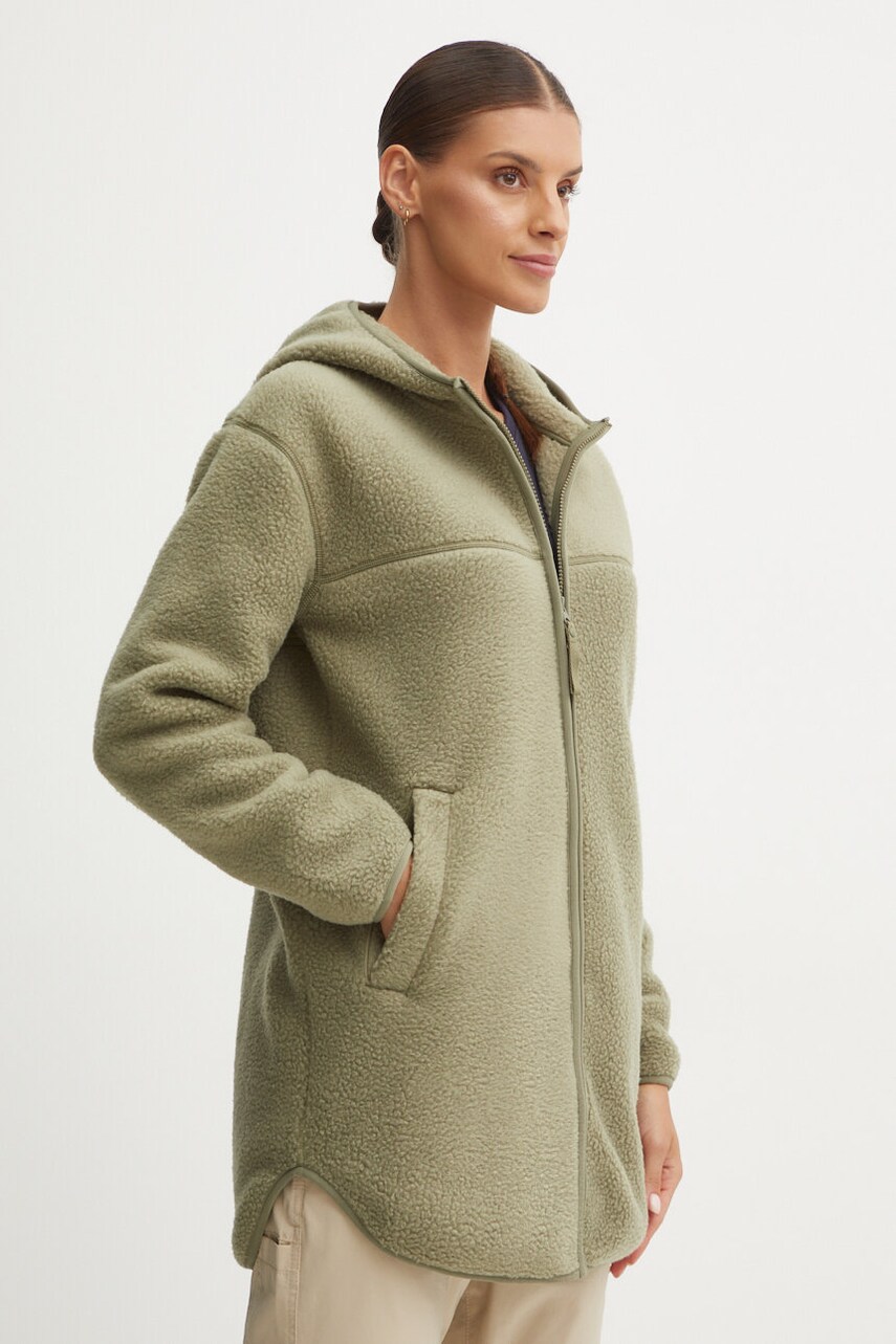 Helly Hansen bluză femei, culoarea verde, cu glugă, neted, 53815