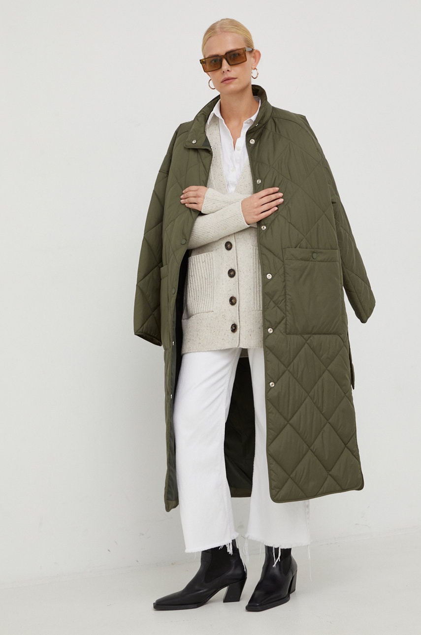 Marc o'polo geaca denim femei, culoarea verde, de tranzitie
