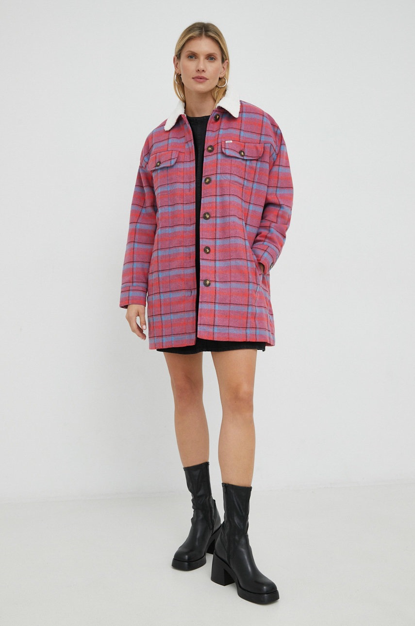

Куртка с примесью шерсти Lee цвет красный переходная oversize