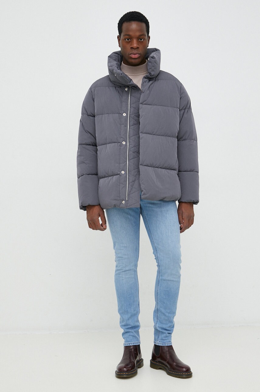 

Куртка Trussardi жіноча колір сірий зимова oversize