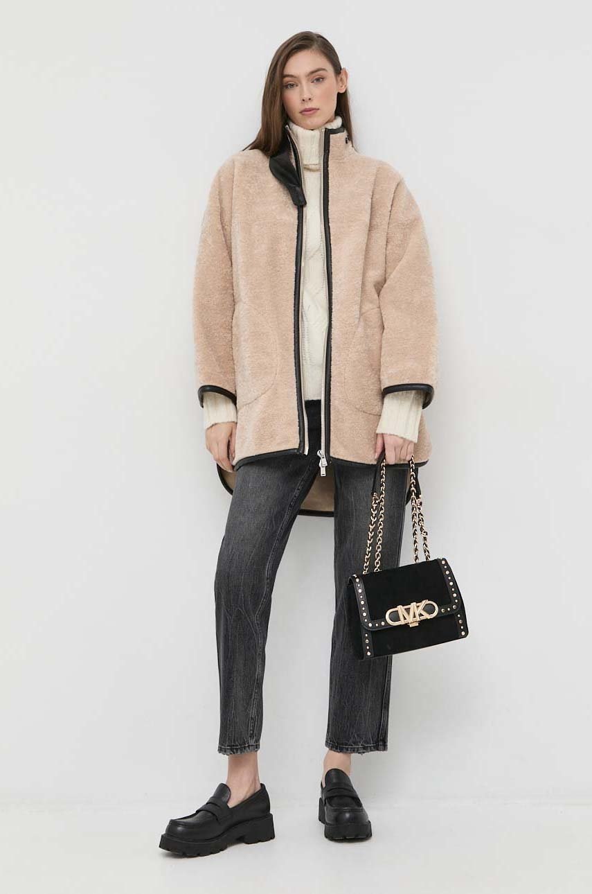 

Куртка Trussardi жіноча колір бежевий перехідна oversize