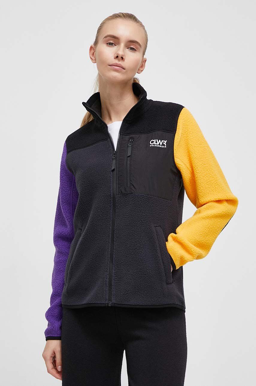 Polarová mikina Colourwear fialová barva, s potiskem - fialová - 100 % Recyklovaný polyester