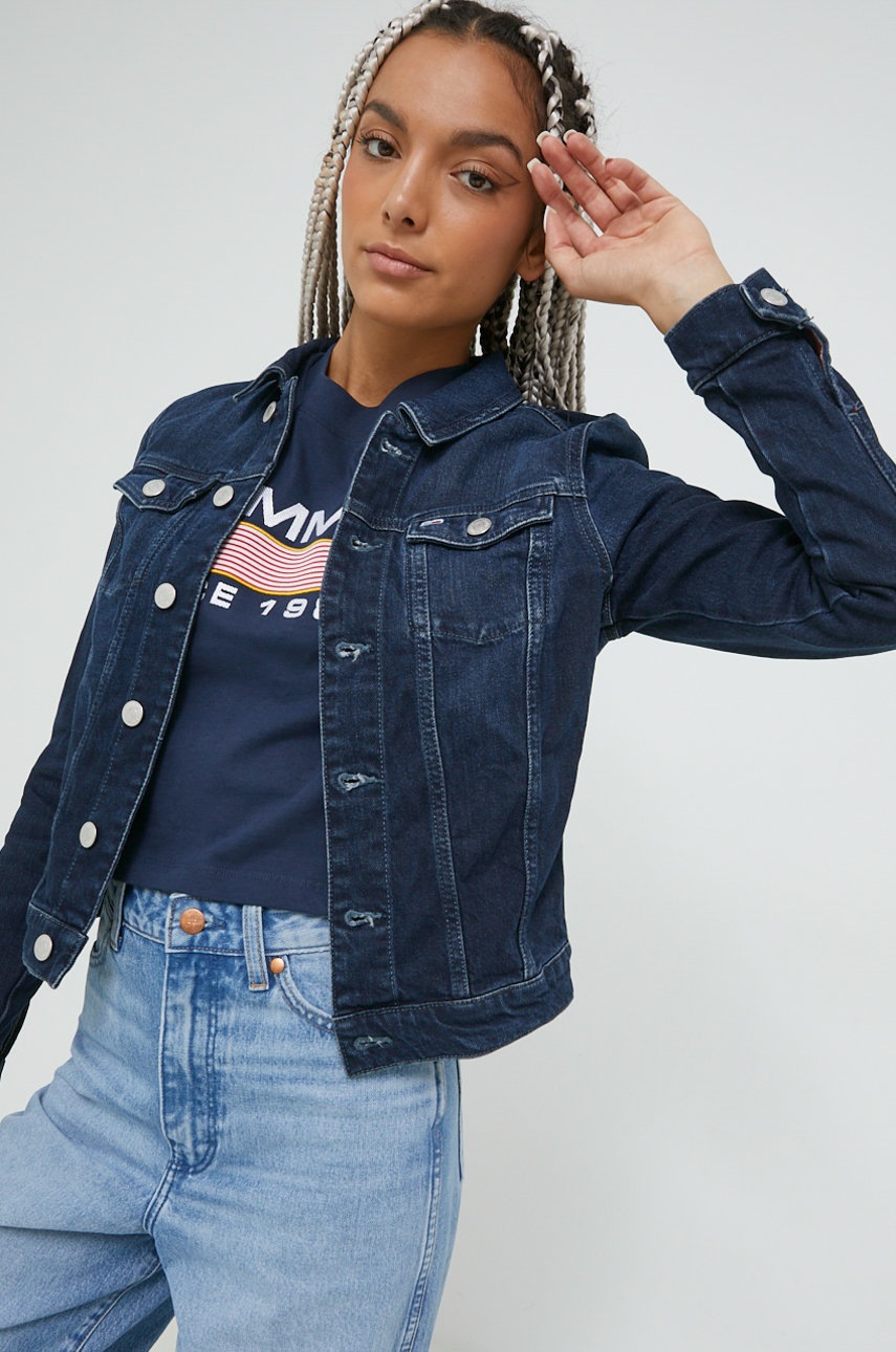 

Дънково яке Tommy Jeans в тъмносиньо с преходна изолация, Тъмносин