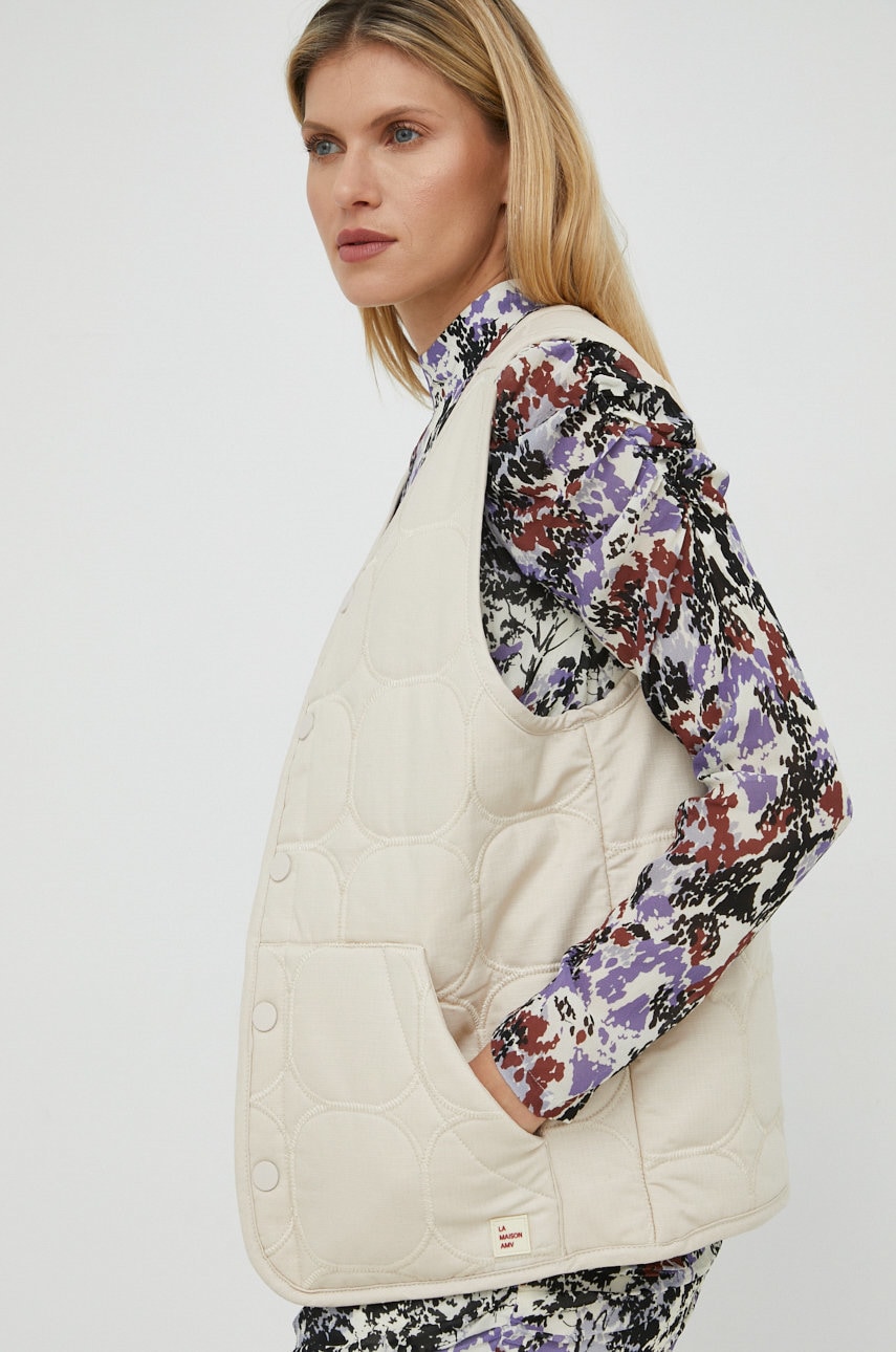 American Vintage vesta femei, culoarea bej, de tranzitie
