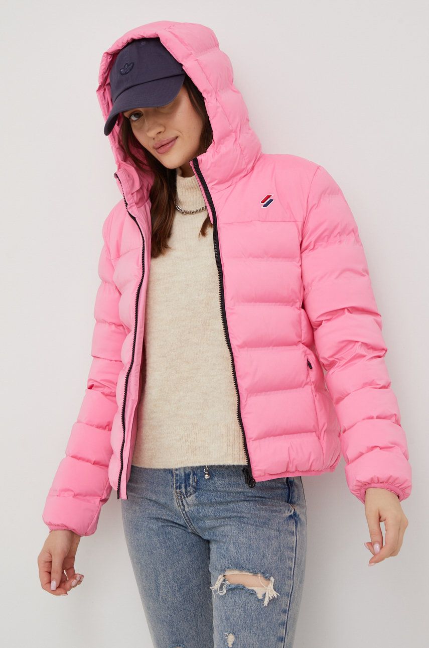 Superdry geaca femei, culoarea roz, de iarna answear.ro imagine noua