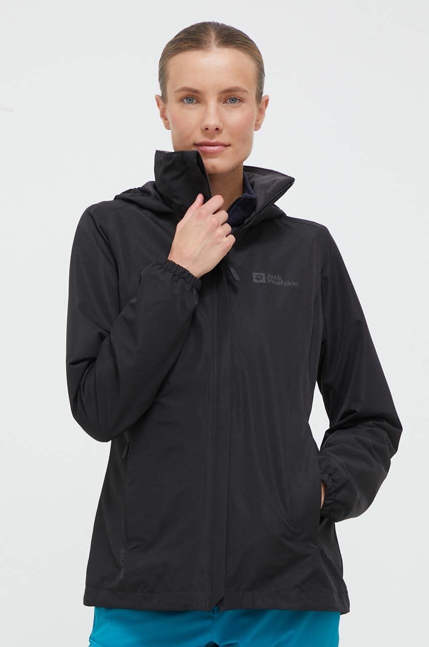 Jack Wolfskin Jacheta De Exterior Stormy Point Culoarea Negru