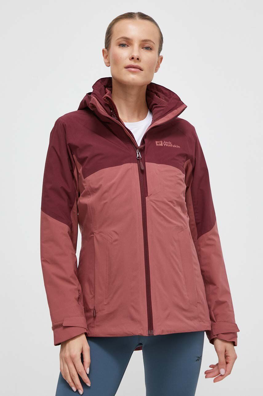 Outdoorová bunda Jack Wolfskin Feldberg 3in1 růžová barva - růžová - 100 % Polyester