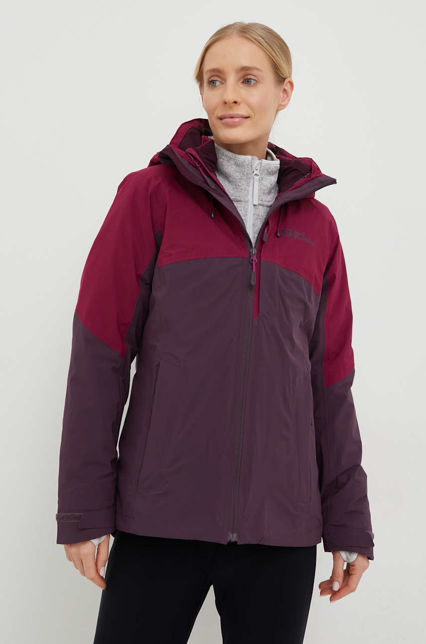 Jack Wolfskin jacheta de exterior Feldberg 3in1 culoarea violet