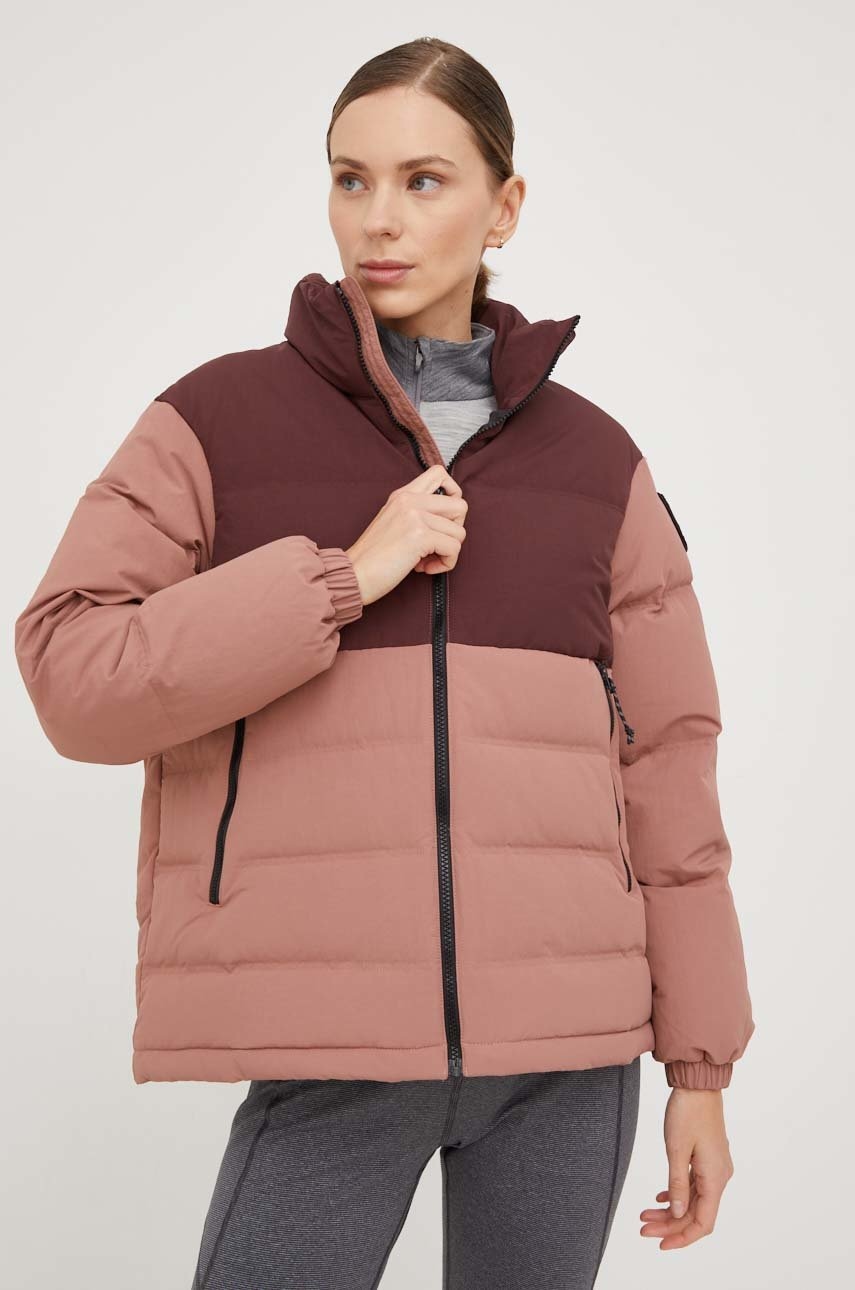 Péřová bunda Jack Wolfskin dámská, růžová barva, zimní - růžová -  Hlavní materiál: 100 % Polya