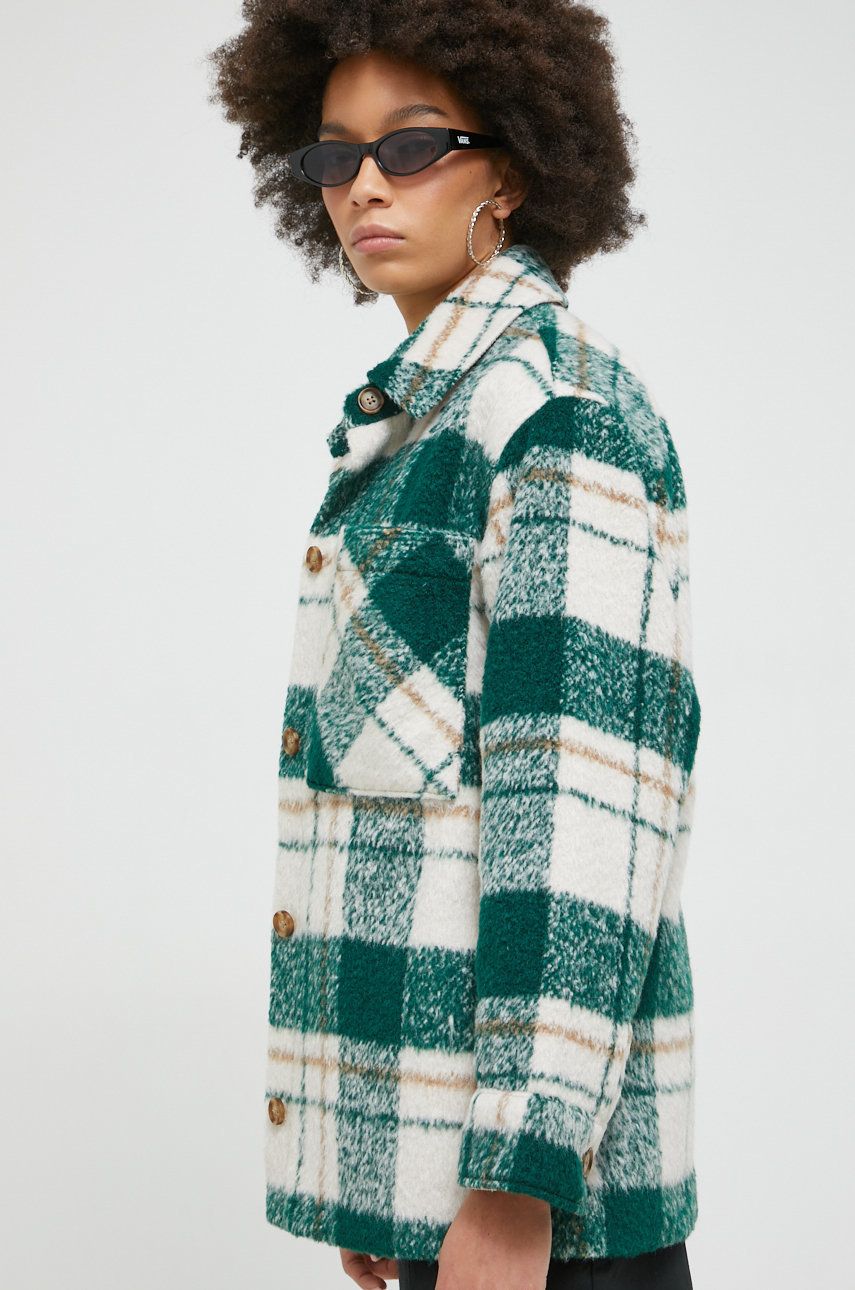 Abercrombie & fitch rövid kabát női, zöld, átmeneti, oversize