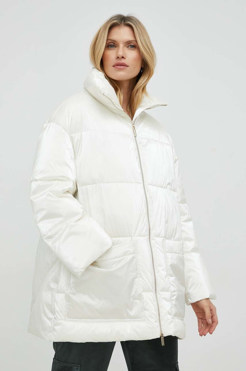 Armani exchange geaca femei, culoarea bej, de iarna, oversize