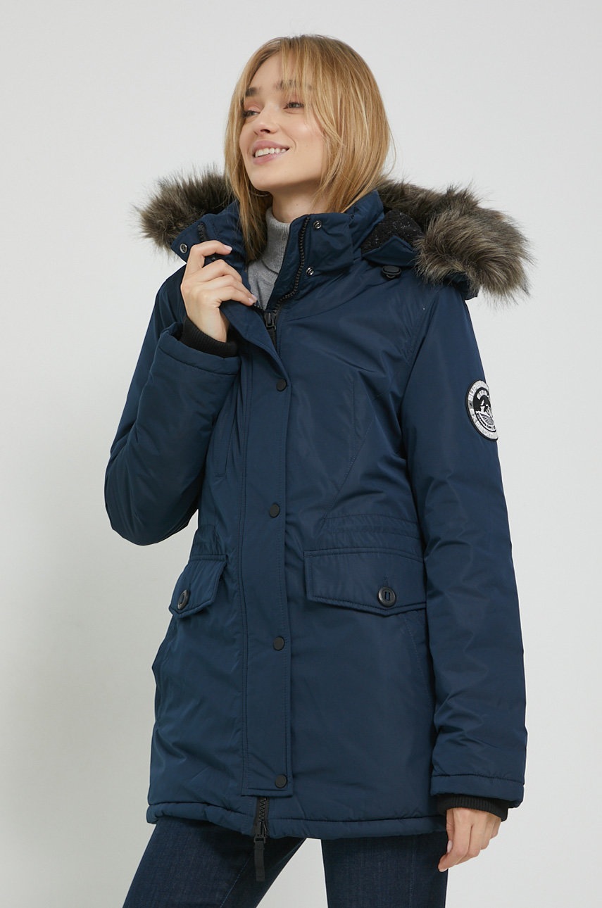 

Куртка Superdry жіноча колір синій зимова