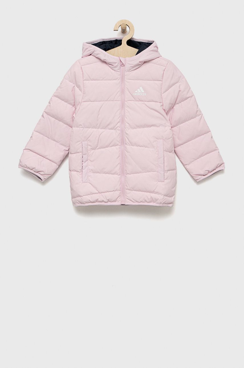 Levně Dětská bunda adidas Performance růžová barva