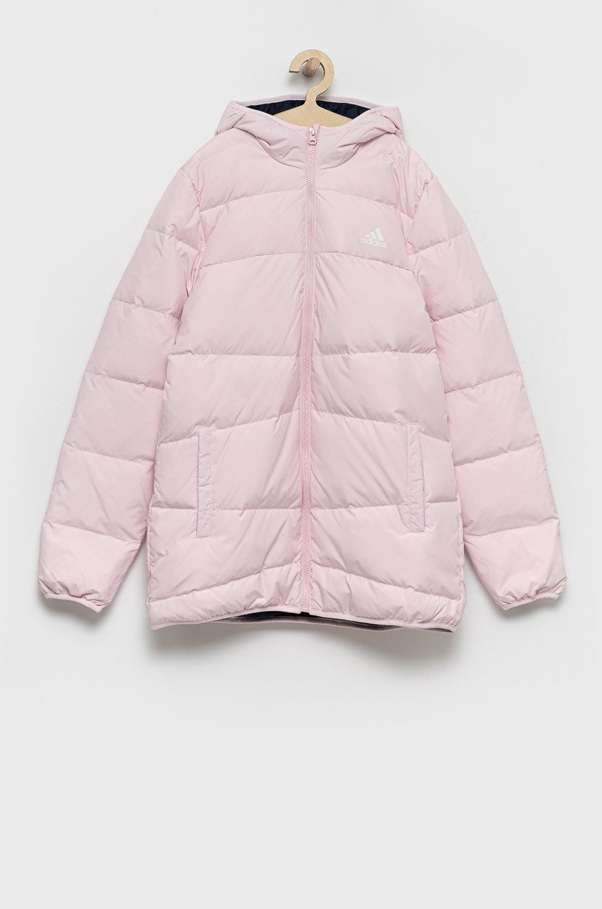 Dětská bunda adidas Performance růžová barva - růžová -  100% Recyklovaný polyester