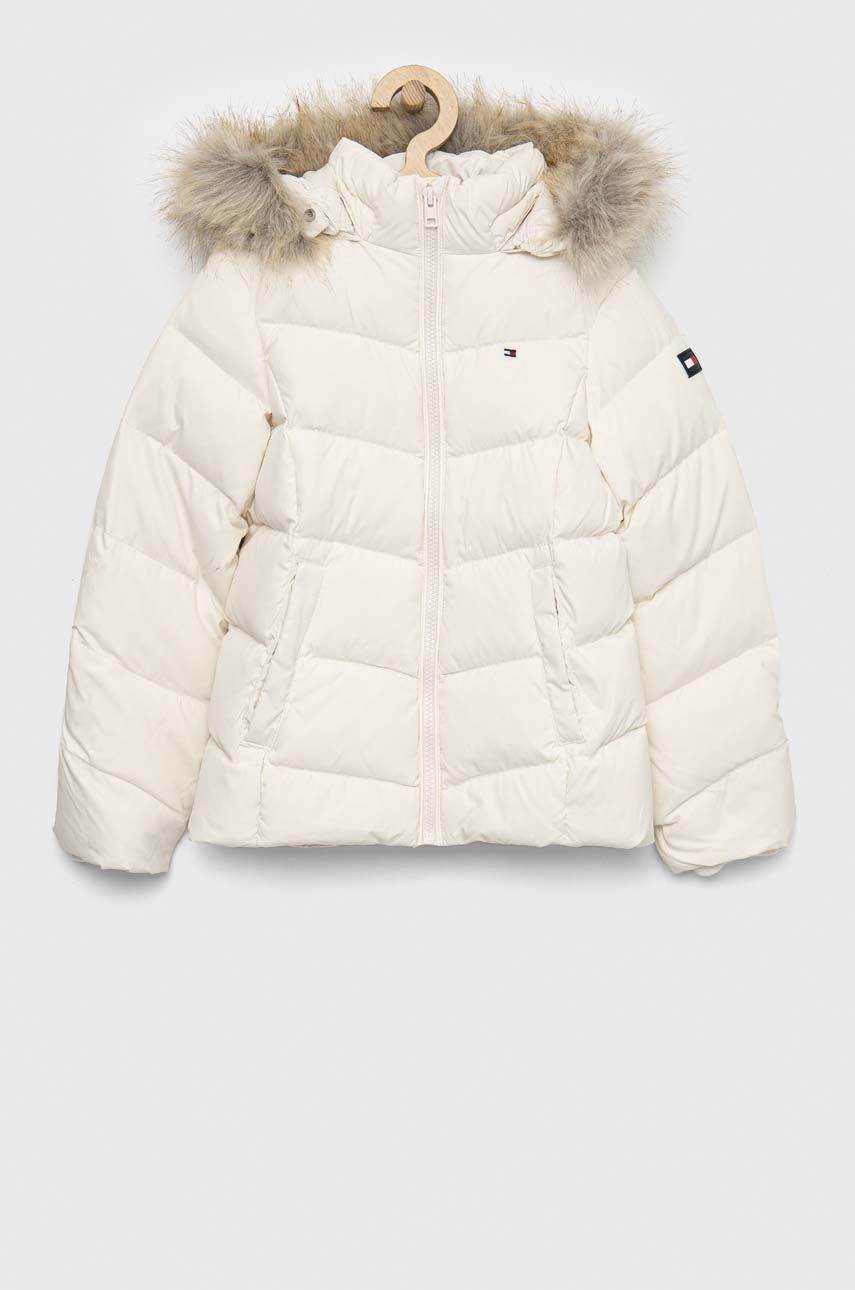 Dětská péřová bunda Tommy Hilfiger bílá barva - bílá -  Hlavní materiál: 100 % Polyester P