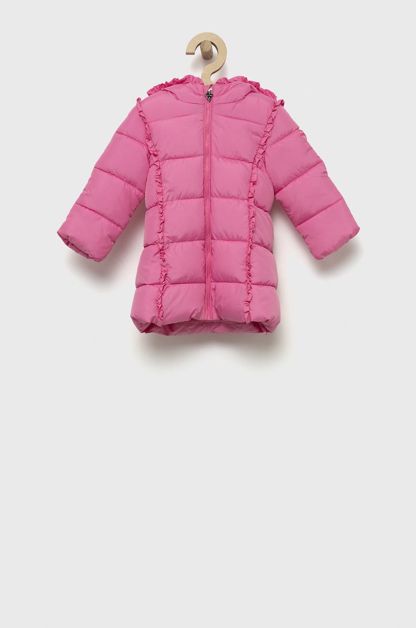 Dětská bunda Guess růžová barva - růžová -  100% Polyester