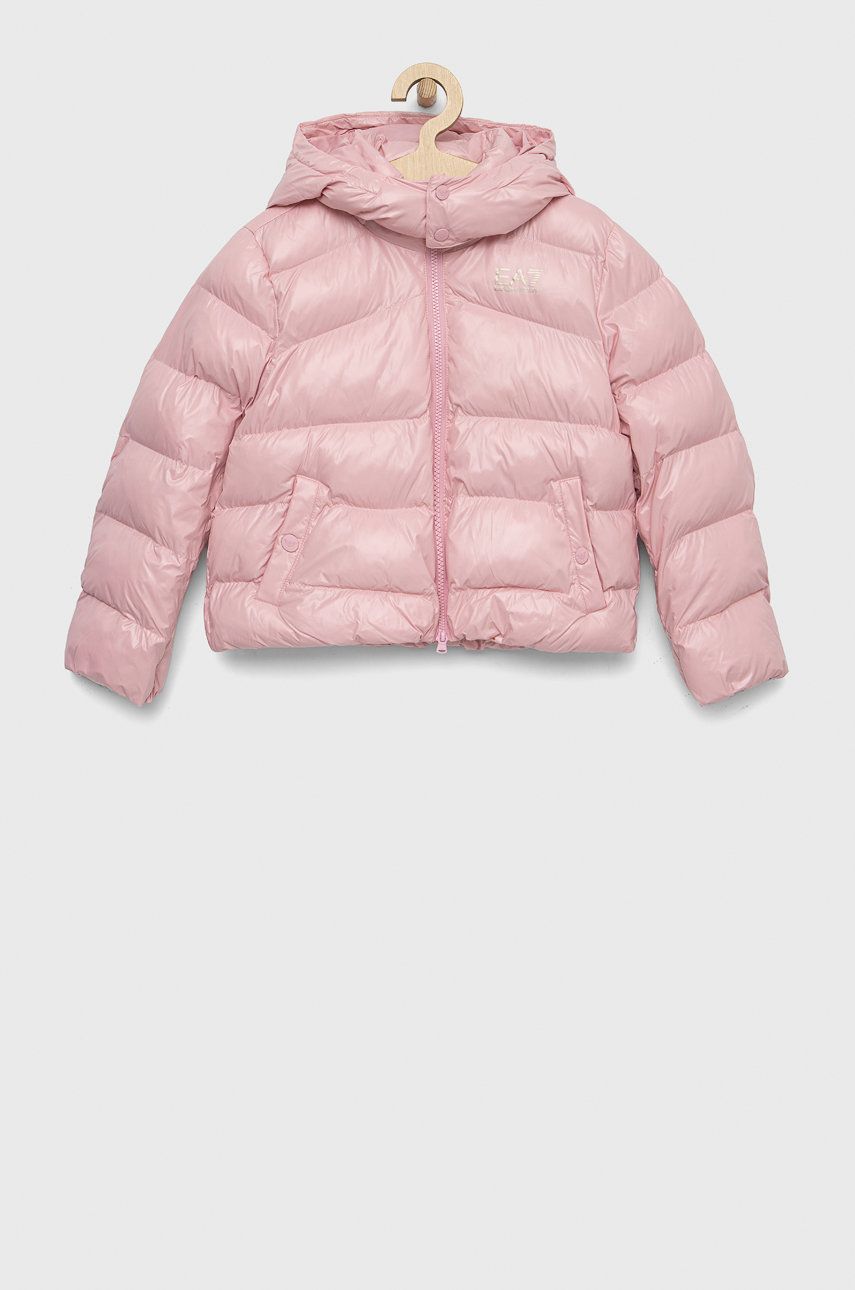 Dětská bunda EA7 Emporio Armani růžová barva - růžová -  Hlavní materiál: 100% Polyamid Po