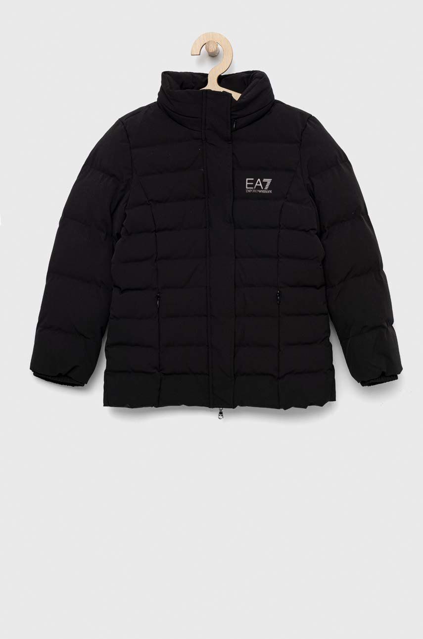 Dětská bunda EA7 Emporio Armani černá barva - černá -  Hlavní materiál: 92% Polyester
