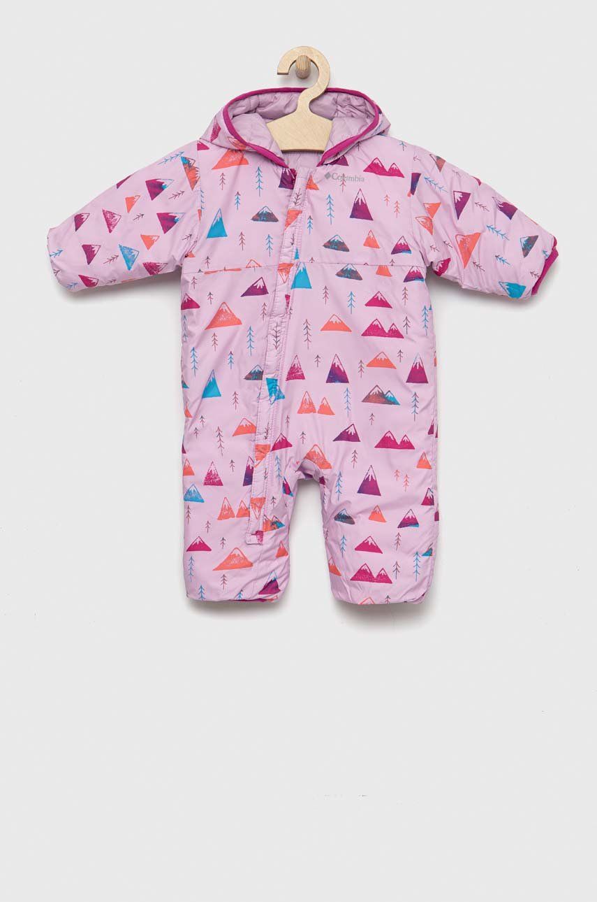 Oboustranný kojenecký overal Columbia růžová barva - růžová - 100 % Polyester