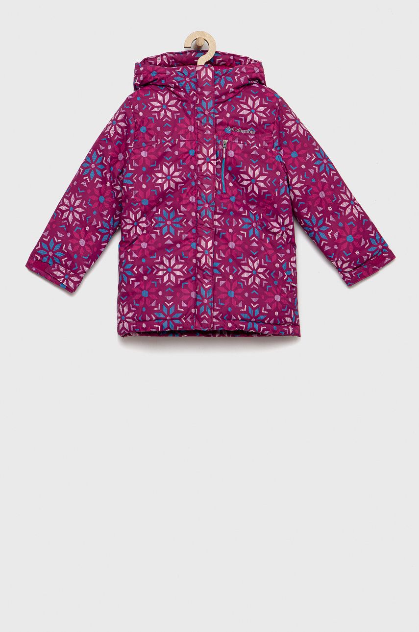 Dětská nepromokavá bunda Columbia růžová barva - růžová -  Hlavní materiál: 100 % Polyester