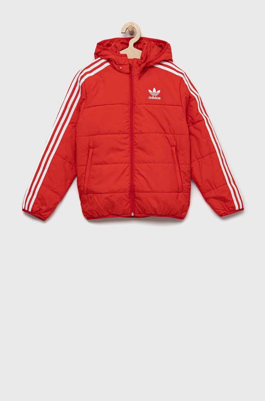 Dětská bunda adidas Originals červená barva - červená -  Hlavní materiál: 100% Recyklovaný poly