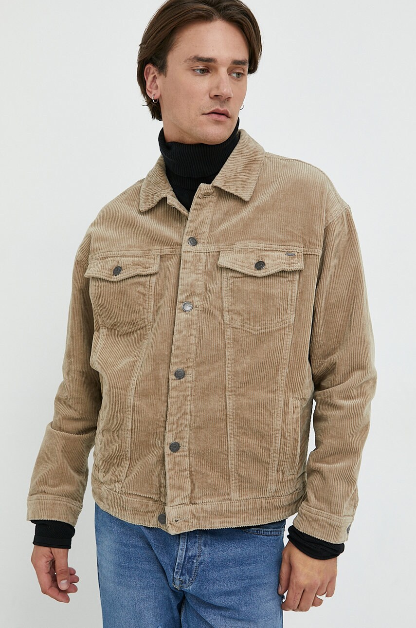 Only & sons geaca din velur culoarea bej, de tranzitie, oversize