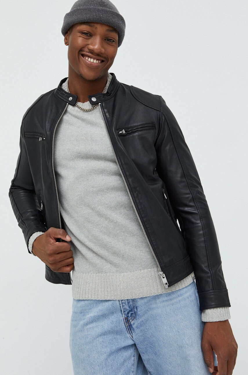 

Koжено яке Premium by Jack&Jones в черно с преходна изолация, Черен