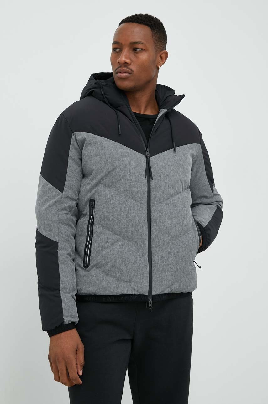 Ea7 emporio armani geaca barbati, culoarea gri, de iarna