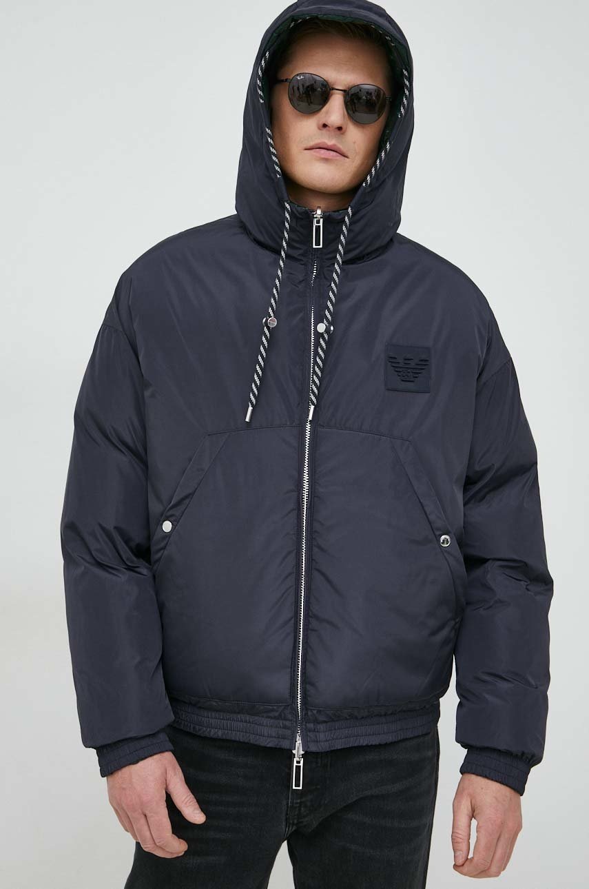 

Двухсторонняя пуховая куртка Emporio Armani мужская цвет синий зимняя oversize