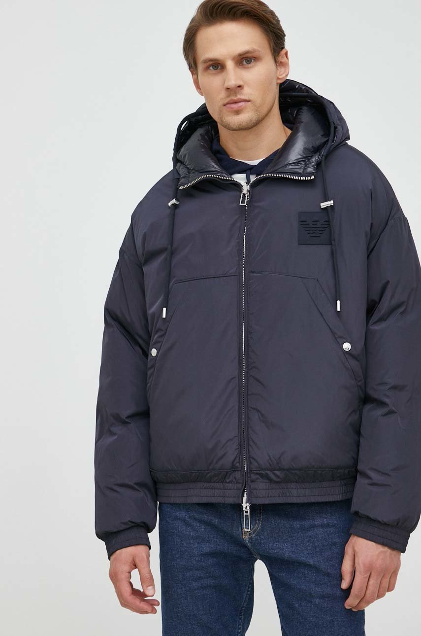 

Двухсторонняя пуховая куртка Emporio Armani мужская цвет синий зимняя oversize