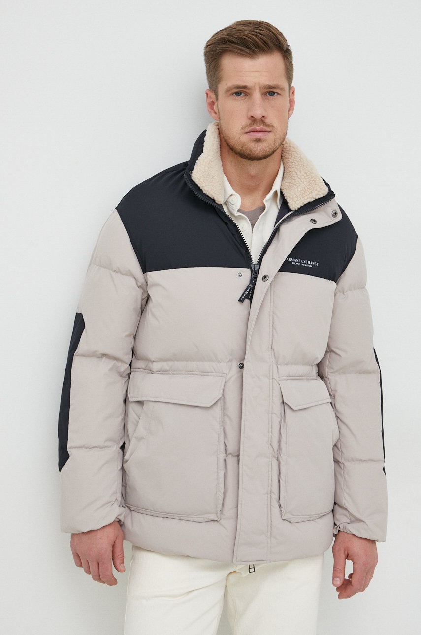 

Пухова куртка Armani Exchange чоловіча колір сірий зимова