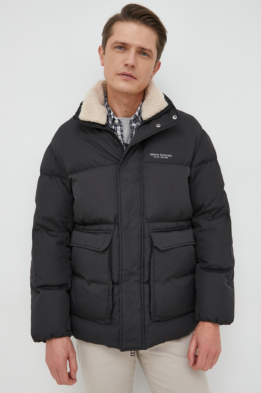 

Пуховая куртка Armani Exchange мужская цвет чёрный зимняя