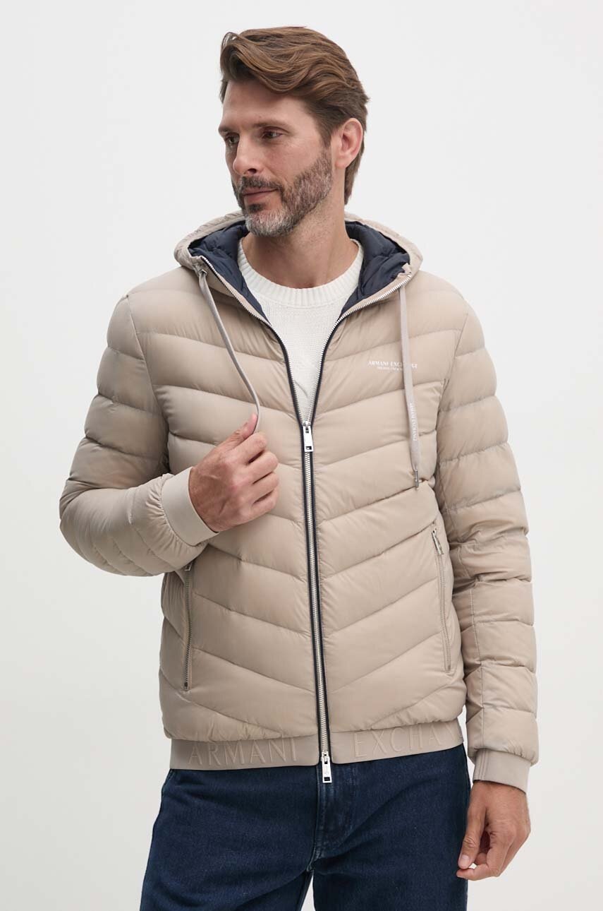 

Пухено яке Armani Exchange в бежово зимен модел, Бежов
