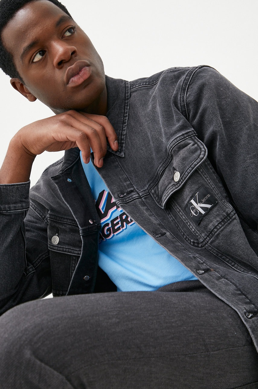 

Дънково яке Calvin Klein Jeans в черно с преходна изолация, Черен
