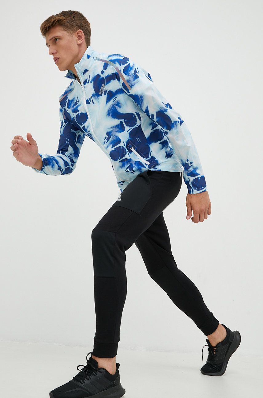 Běžecká bunda adidas Performance Marathon - modrá -  100% Recyklovaný polyester