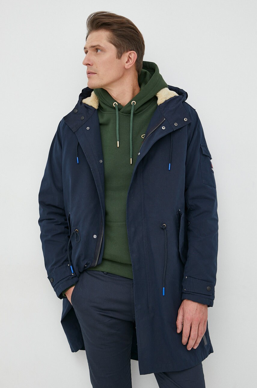 Scotch & Soda hanorac barbati, culoarea albastru marin, de tranzitie
