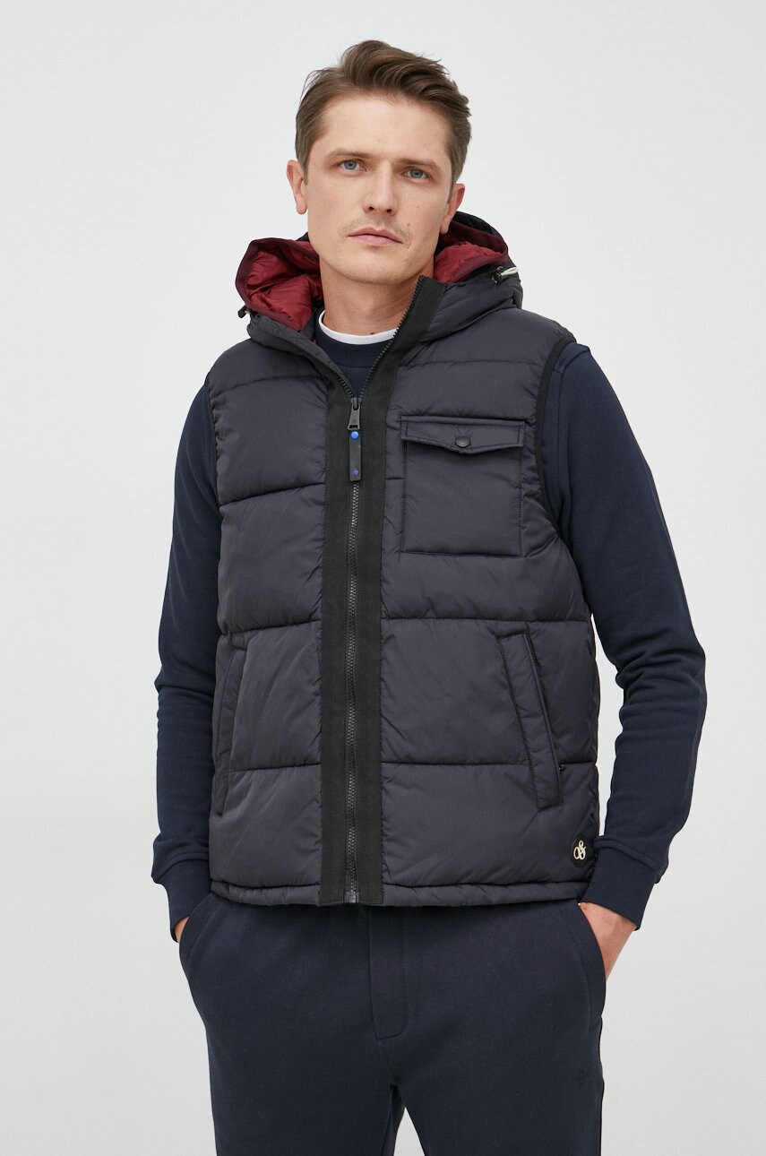 Scotch & Soda vesta barbati, culoarea albastru marin, de iarna