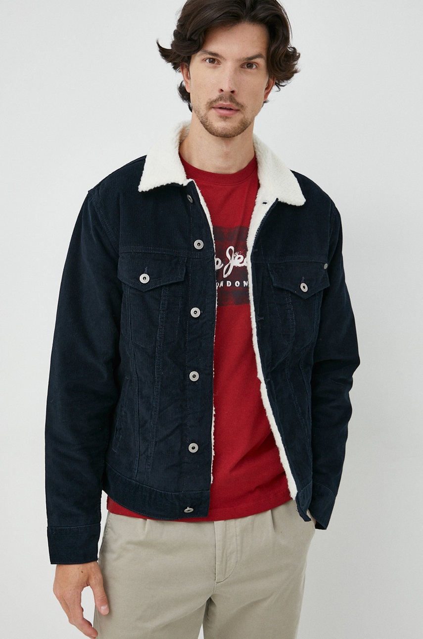 

Вельветова куртка Pepe Jeans колір синій перехідна