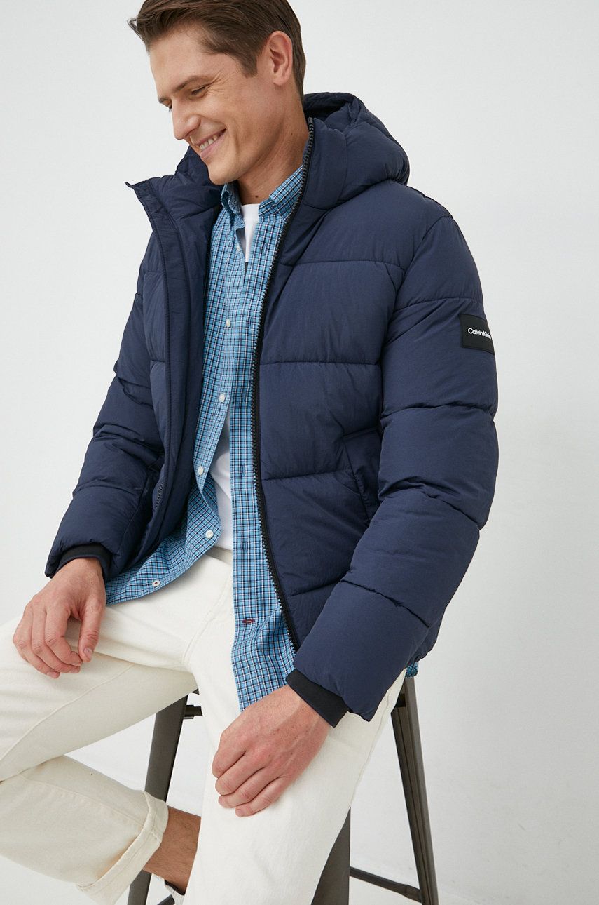 Calvin Klein kurtka męska kolor granatowy zimowa