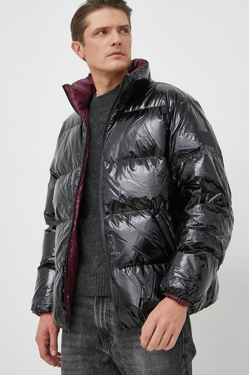 Oboustranná péřová bunda Calvin Klein pánská, černá barva, zimní - černá -  Výplň: 70% Kachní c
