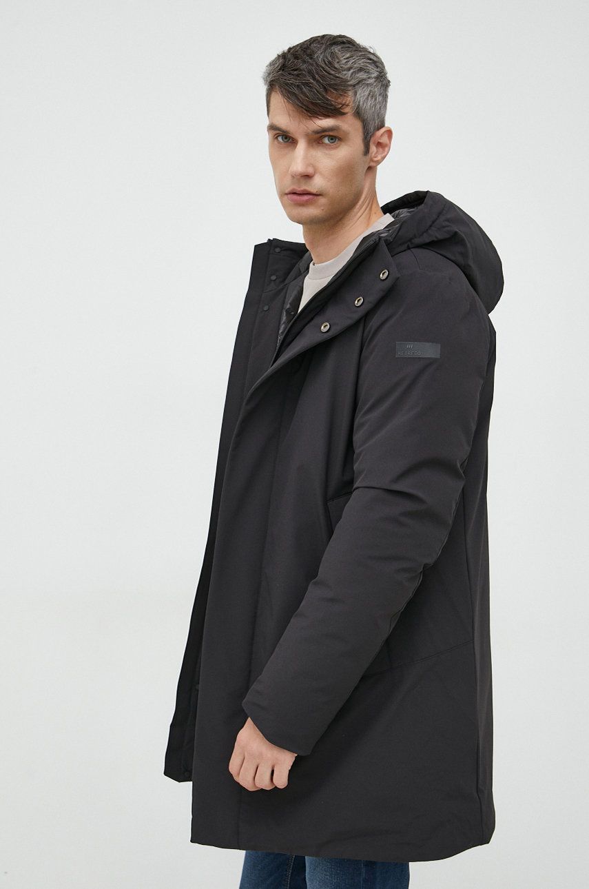 Péřová bunda Hetrego Derek pánská, černá barva, zimní - černá -  Hlavní materiál: 85% Polyamid