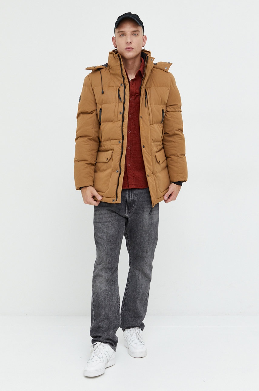 

Куртка Superdry чоловіча колір коричневий зимова