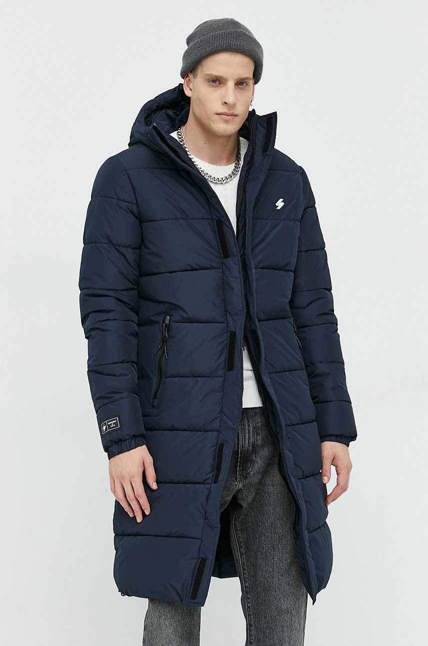 

Яке Superdry в тъмносиньо със зимна изолация, Тъмносин